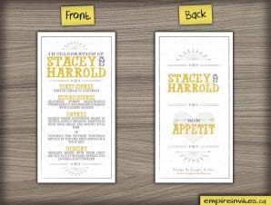 Cheap Online Wedding Menu Cards From Canada Empire Invites Winnipeg