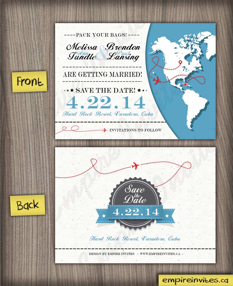 Cheap Online World Map Destination Save The Date Cards From Canada